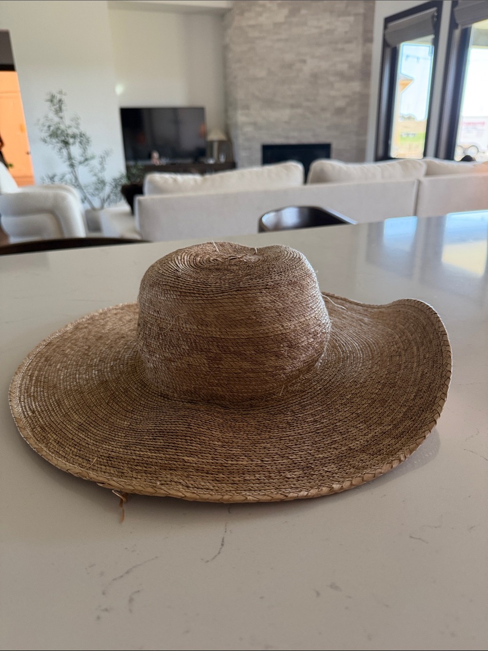 Straw Wide-Brim Sun Hat in Natural Brown